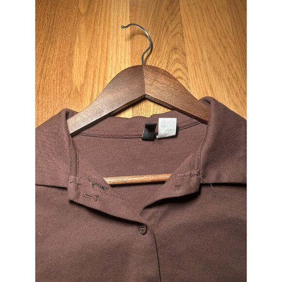 H&M Brown Cropped Button Down Top (Altered Cut) – Super Cute Layering Shirt Y2K - Picture 3 of 7